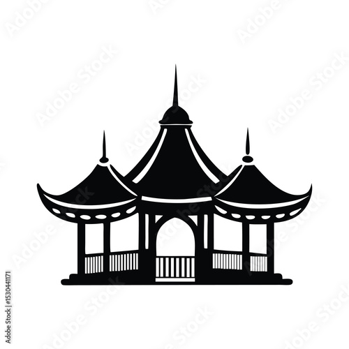 Serene Asian Pavilion Architectural Design Illustration
