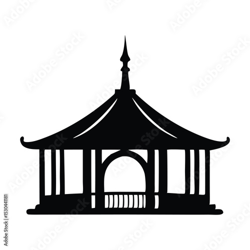 Elegant Black Silhouette of a Gazebo Architectural Design
