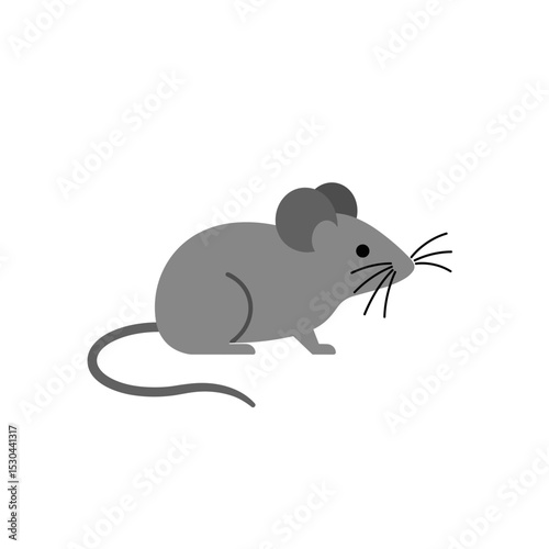 Cartoon mouse character with exaggerated features, set against a minimalist background