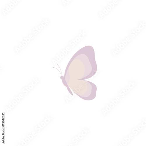 Delicate pastel butterfly fluttering gracefully against a soft white background