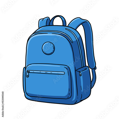 Backpack with school supplies, isolated on white