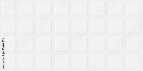 3D white rounded square button seamless pattern background graphic illustration.