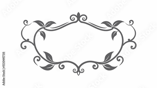 Elegant Floral Frame with Leaves and Swirls Decorative Border for Invitations Cards and Designs Isolated on White Background Vector Illustration