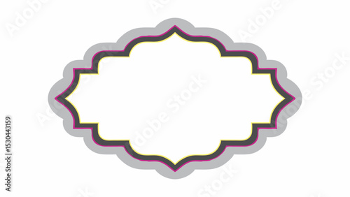 Ornate Frame with Gray Black Yellow and Pink Layers on a White Background for Graphic Design Projects