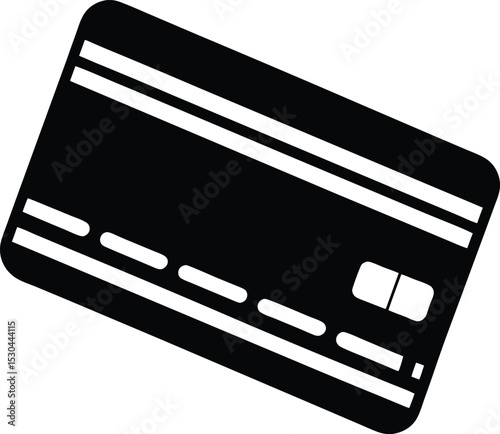 Stylized Black and White Image Silhouette of a Payment Card with Stripes