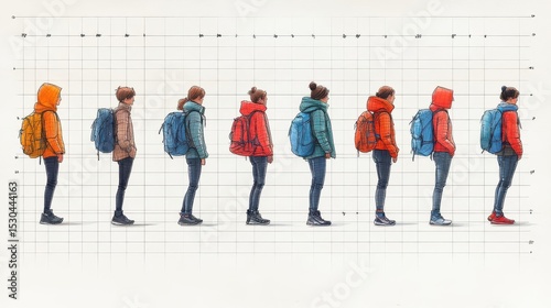 Travelers with Backpacks: Height Chart