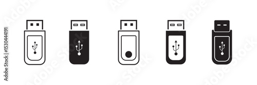 Vector usb flash drive vector icon. Usb icon set. Flash disk sign and symbol.