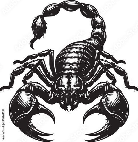 Black and White Scorpion Vector Illustration – Aggressive Insect Tattoo Design	
