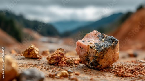 Realistic Photo of Nickel Ore with Pyrrhotite and Pentlandite photo