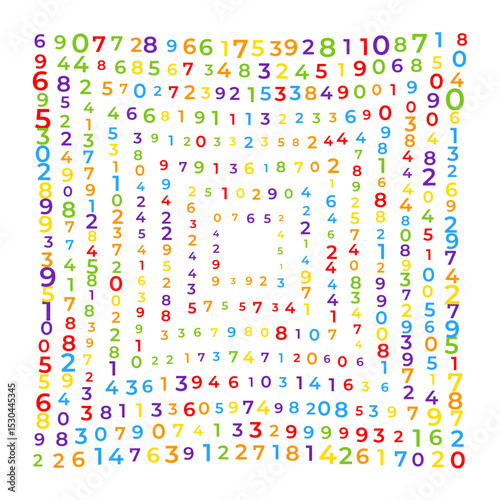 Digital data array, lots of numbers digits in Digital Pattern, abstract math background, big data concept