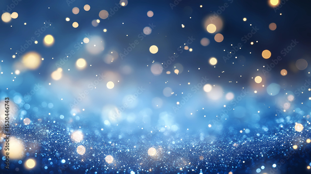 Fototapeta premium Celebrating with a sparkling blue background. Happy New Year banner