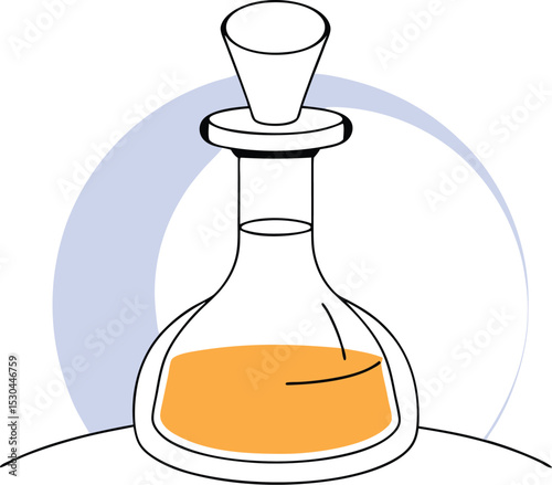 Assorted transparent glass bottles of perfume, olive oil, and wine are isolated containers of liquid