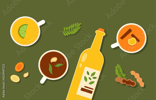 Jamu or traditional herb drinks illustration