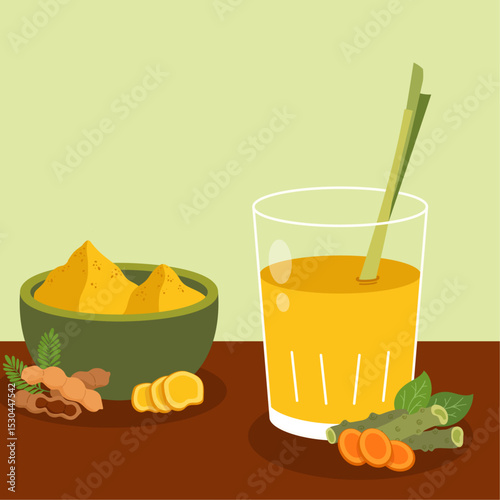 Jamu or traditional herb drinks illustration