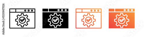 Development Multiple Style Icon Set Vector 