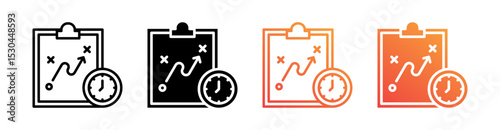 Strategic Planning Multiple Style Icon Set Vector 