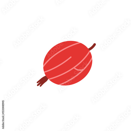 A vibrant red yarn ball resting on a white background, ideal for crafting and textile projects