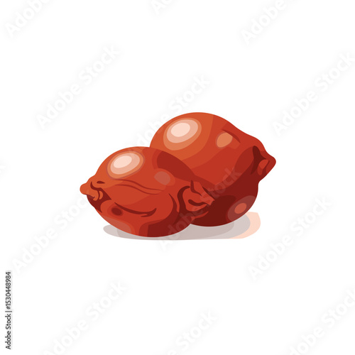 Two vibrant red clay figurines resembling traditional art pieces, isolated on a white background