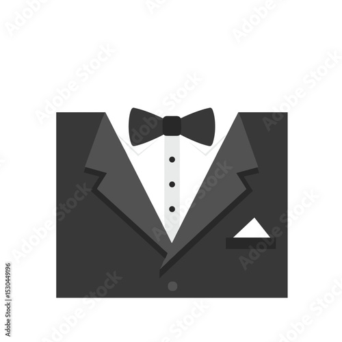 Elegant tuxedo design featuring a classic bow tie, suitable for formal events or fashion