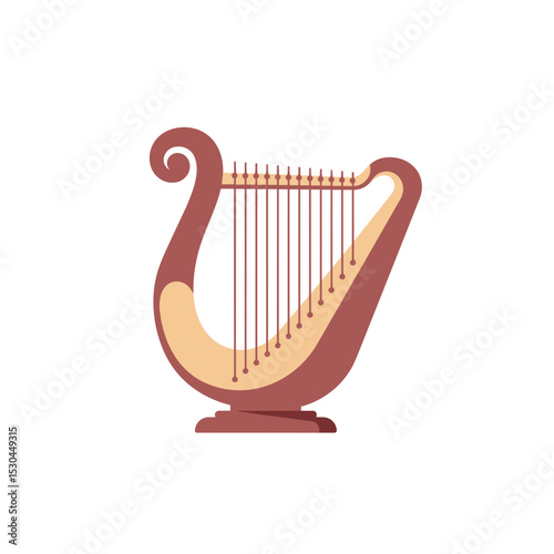 Elegant harp illustration with intricate design, showcasing music and creativity