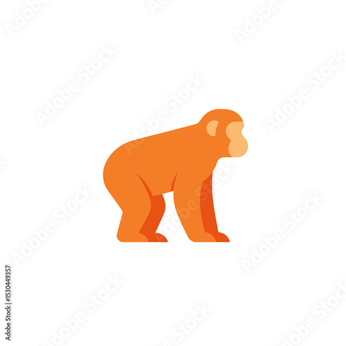 Playful orange monkey animated character with a simple white background