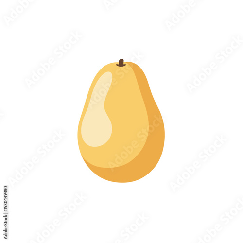 A vibrant pear illustration with a smooth texture and soft shadows on a white background