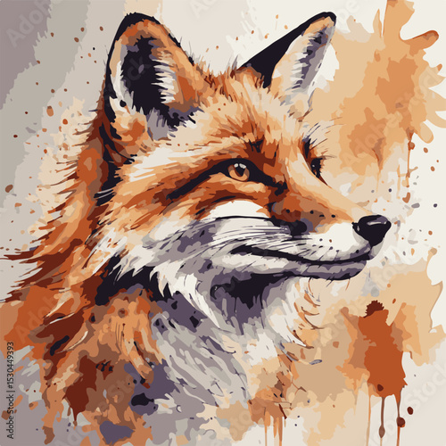 Red fox cartoon vector illustration: cute wild animal nature portrait of a furry canine predator