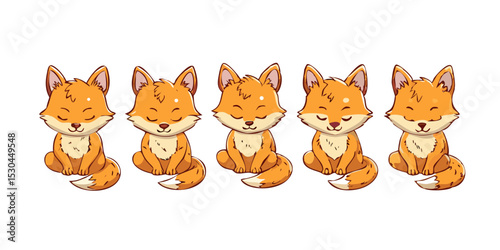set of funny cartoon fox
