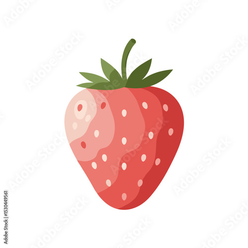 Vibrant illustration of a fresh strawberry with detailed leaves and a smooth surface