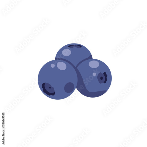 Three fresh blueberries arranged on a white background, ideal for healthy eating themes