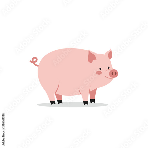Playful cartoon pig standing against a plain background, ideal for children's content