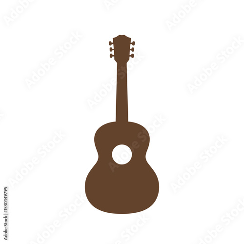 Acoustic guitar silhouette against a plain background, emphasizing its design and shape