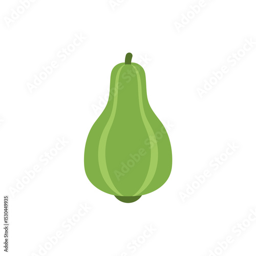Fresh green pear isolated on a white background, highlighting its vibrant color and shape