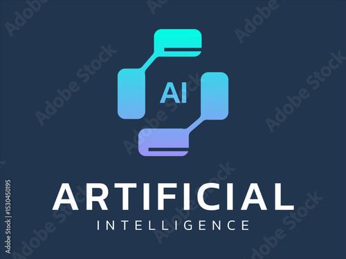 Artificial intelligence with letter ai in microchip twisted infinity technology Analysis logo vector design concept. AI technology logotype symbol for advance technology, tech company, ui, innovation.