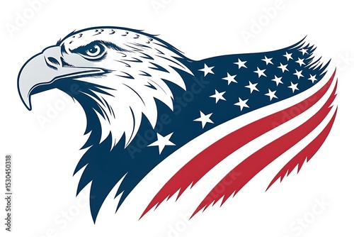 American bald eagle head with usa flag design