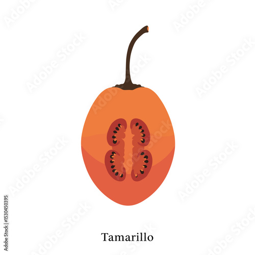 A vibrant illustration of a halved fruit showcasing its seeds and texture
