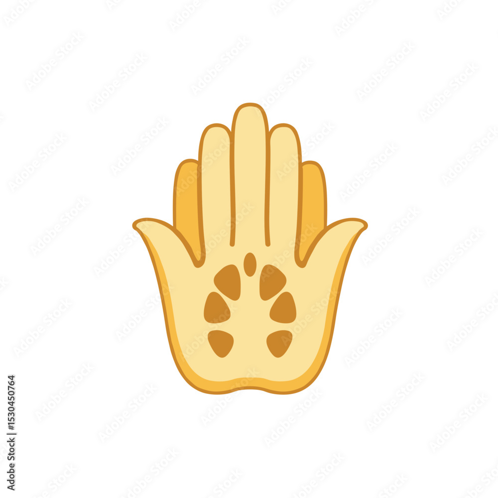 Obraz premium Cartoon-style illustration of a raised hand with paw prints, symbolizing playfulness