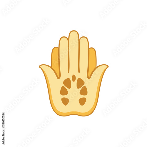 Cartoon-style illustration of a raised hand with paw prints, symbolizing playfulness