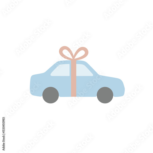 A cheerful gift box with a blue ribbon, set against a soft pastel background, symbolizing celebration