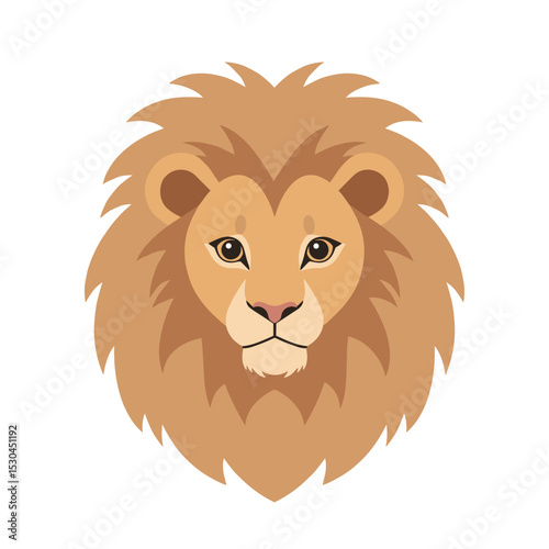 A cartoon lion with a fluffy mane and expressive eyes, set against a plain background