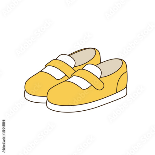Bright yellow sneakers with white straps on a clean background, ideal for fashion