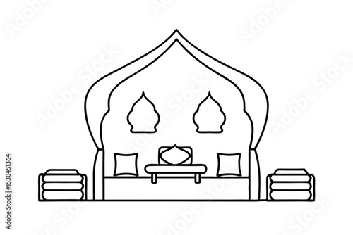 Outline of a Majlis Seating Area with Pillows