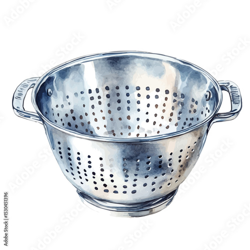Colander, watercolor painting vector, isolated on a white background.