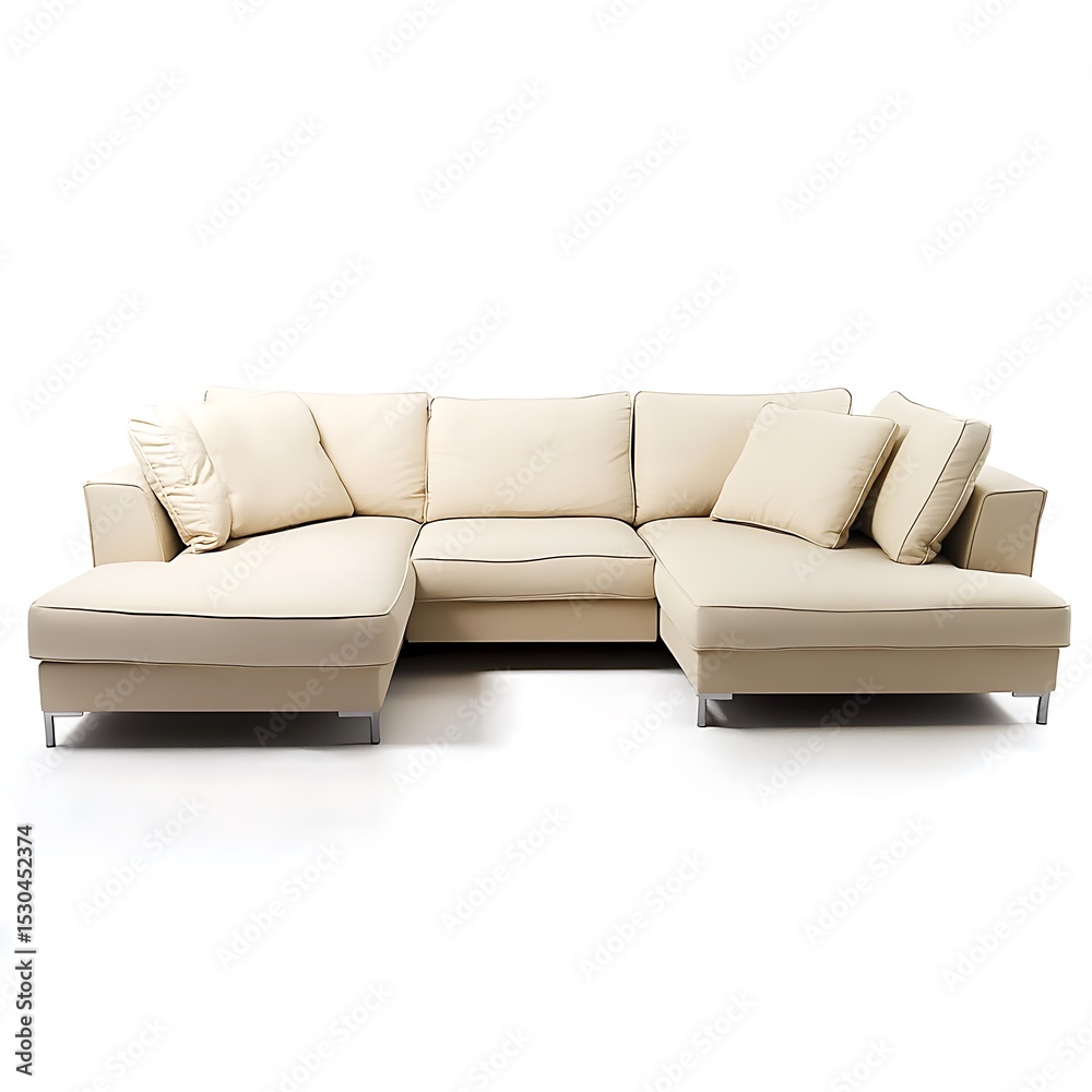 Obraz premium White sectional sofa with a white cushion and a white pillow