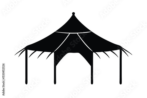 Black silhouette of a tent or gazebo on white