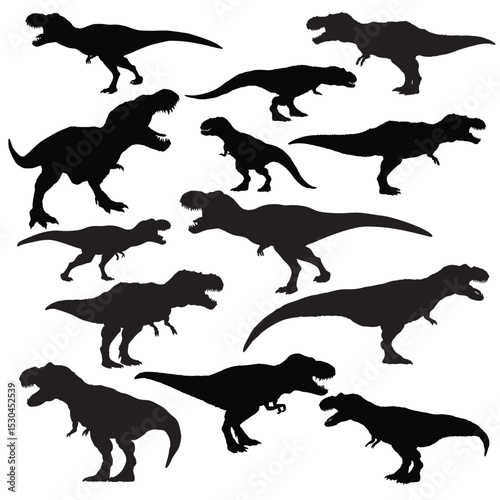 Collection of Silhouettes T-Rex or Tyrannosaurus rex