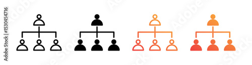 Organizational Structure Multiple Style Icon Set Vector 