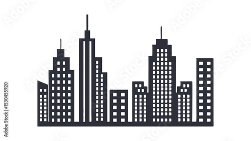 Fototapeta Naklejka Na Ścianę i Meble -  Urban New York City skyline vector illustration with building silhouettes at night commercial are marketplace 3d glasses modern building icon