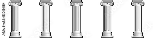 Pixel Greece pillar vector for retro-style architecture, historical themes, or digital art inspired by antiquity. It's ideal for gaming levels, classic education apps, ancient ruins