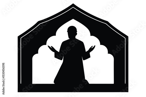 Silhouette of a groom performing tawaf solo hajj pilgrimage